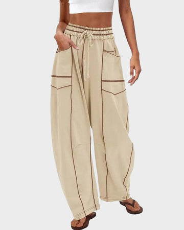 Hip Hop Patchwork Baggy Wide Leg Pants with Pockets