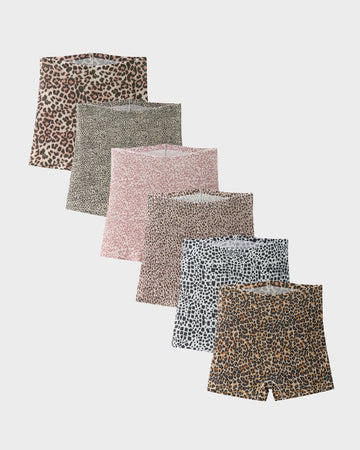 Mid-Rise Ice Silk Leopard Panties (6 Pack)