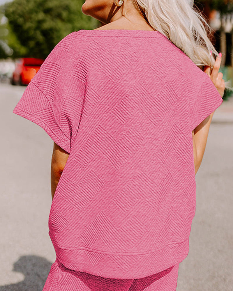 Textured Knit Two-Piece Lounge Set with Drawstring Waist